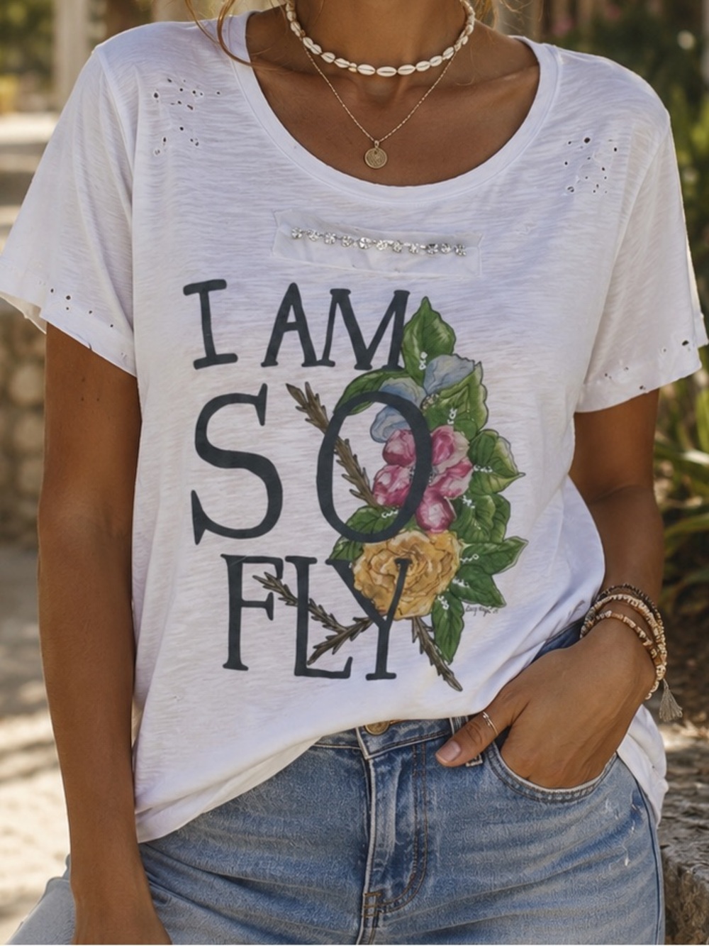 A Rare Bird “I Am So Fly” Tattered Graphic Tee S/M NWT